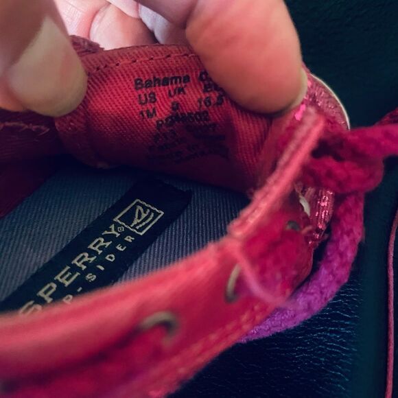 SPERRY TOP-SIDER Infant Girl Baby Pink Sequin Look Bling Shoes Sz 1 - Picture 7 of 8